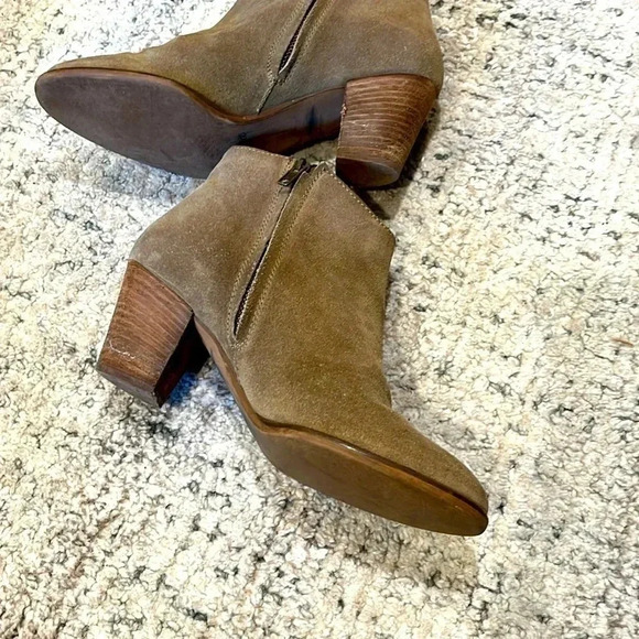 MADEWELL Billie Suede Leather Zip Up Ankle Boots Taupe Tan Heel Booties Womens 7 - Picture 7 of 13
